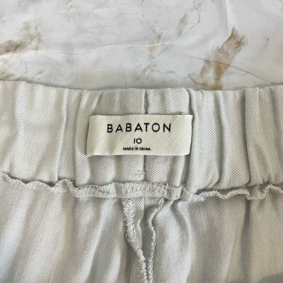 Aritzia Babaton Cohen Pants Cropped Pleated Linen Blend 10 Gray Summer Preppy - Picture 9 of 16